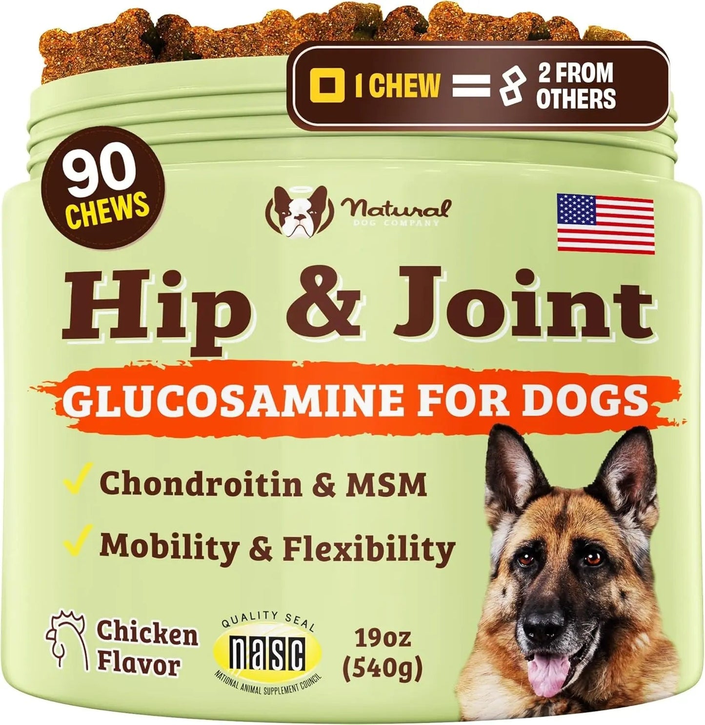 Natural Dog Company Hip & Joint Chews & Liquid Formula for Senior Dogs 90 Ct