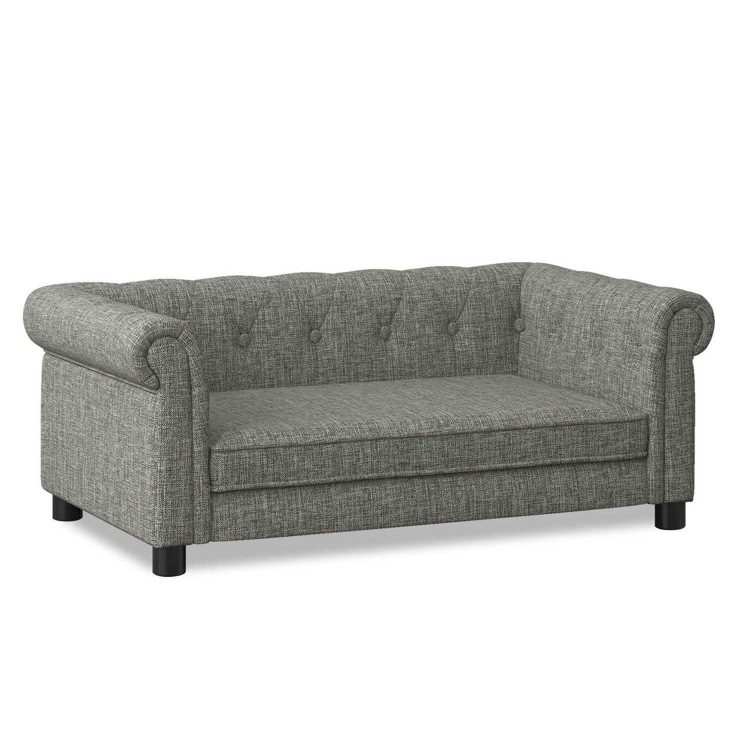 Modern Linen Fabric Light Grey Elevated Pet Bed
