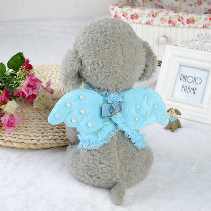 Angel Wings Lace Dog Harness with Pearl Details & Matching Leash