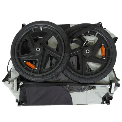 Outdoor Heavy Duty Collapsible Pet Bike Trailer with 16-Inch All-Terrain Wheels
