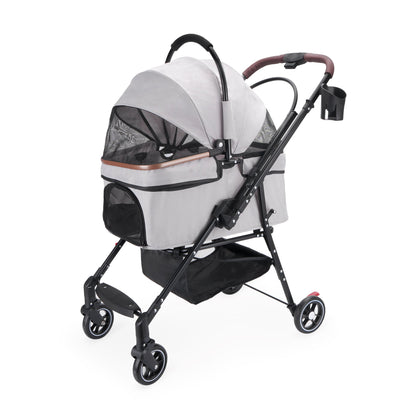 4-Wheel Foldable Pet Stroller for Dogs & Cats