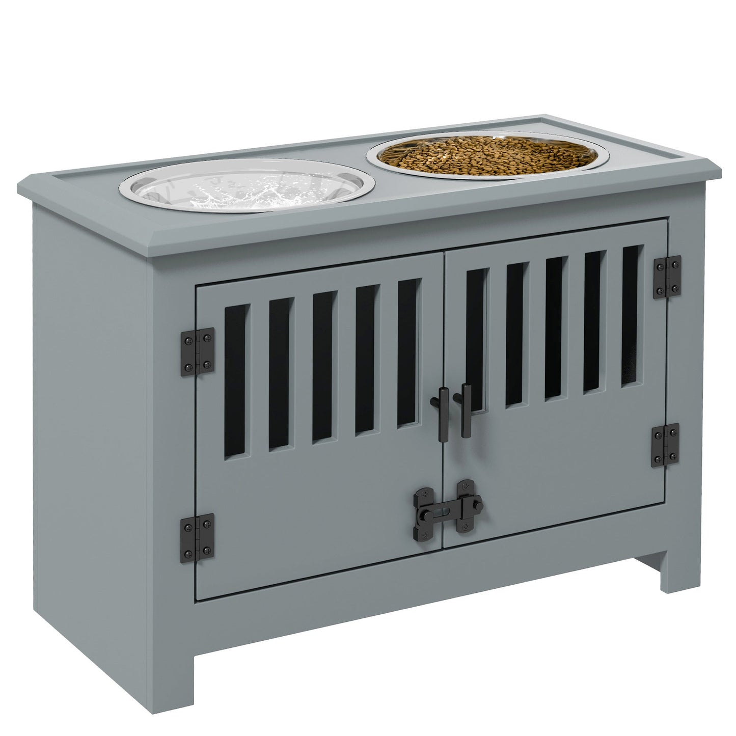 PawHut Large Elevated Dog Bowls with Storage Cabinet
