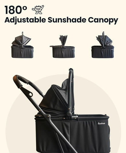 Pet Stroller 4 Wheel Dog Cat Foldable Removable Carrier 33lb Black