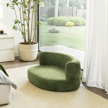 Shep 36' Curved Dog Sofa Bed Medium Moss Green Fleeced Teddy