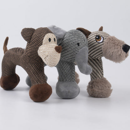Dog Toy Linen Plush – Durable Squeaky Puppy Chew Toy