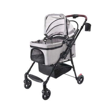 4-Wheel Foldable Pet Stroller for Dogs & Cats