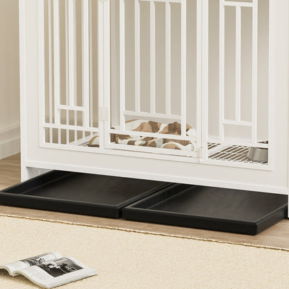 43.3 Inch Wooden Dog Crate Furniture with Divider and Storage